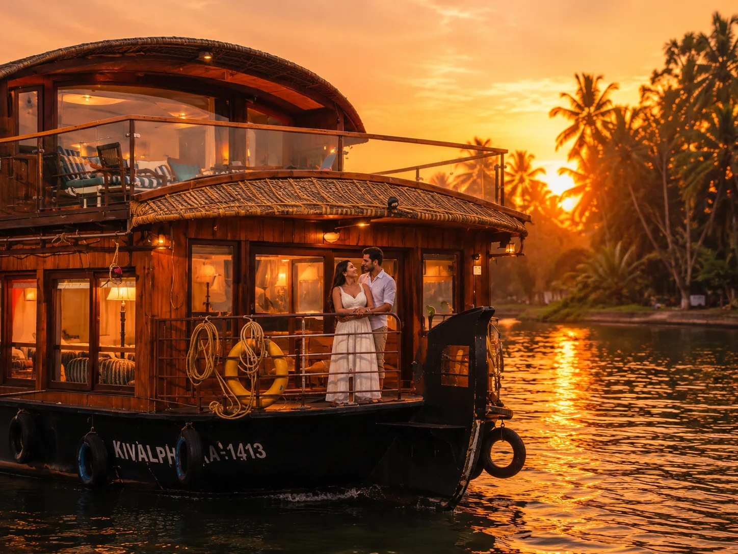 couples in honeymoon houseboat
